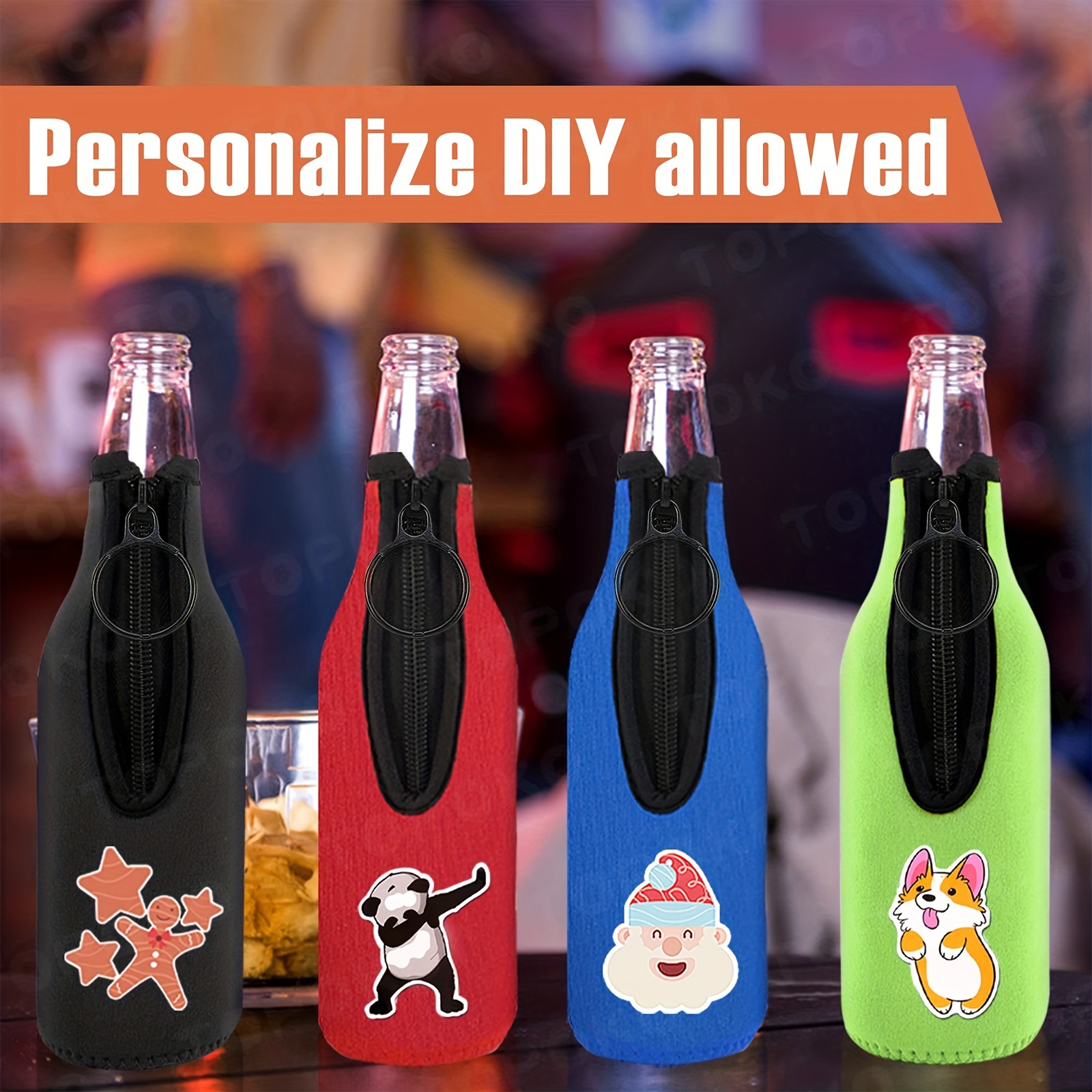 Beer Bottle Insulator Sleeve In 4 Colors. Zip-up Bottle Jackets Keeps Beer  Cold And Hands Warm Classic Extra Thick Neoprene With Stitched Fabric  Edges, Enclosed Bottom - Temu