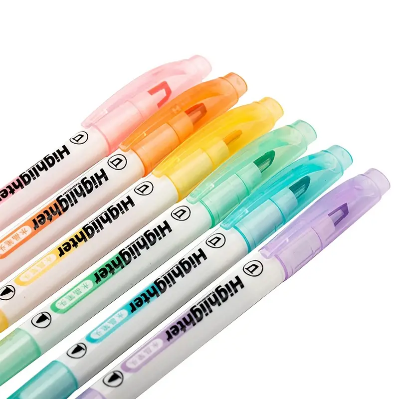 Haile 6pcs/set Double Tip Highlighter Pens Macaron Color Manga Markers  Midliner Pastel Highlighters Kawaii Japanese Stationery