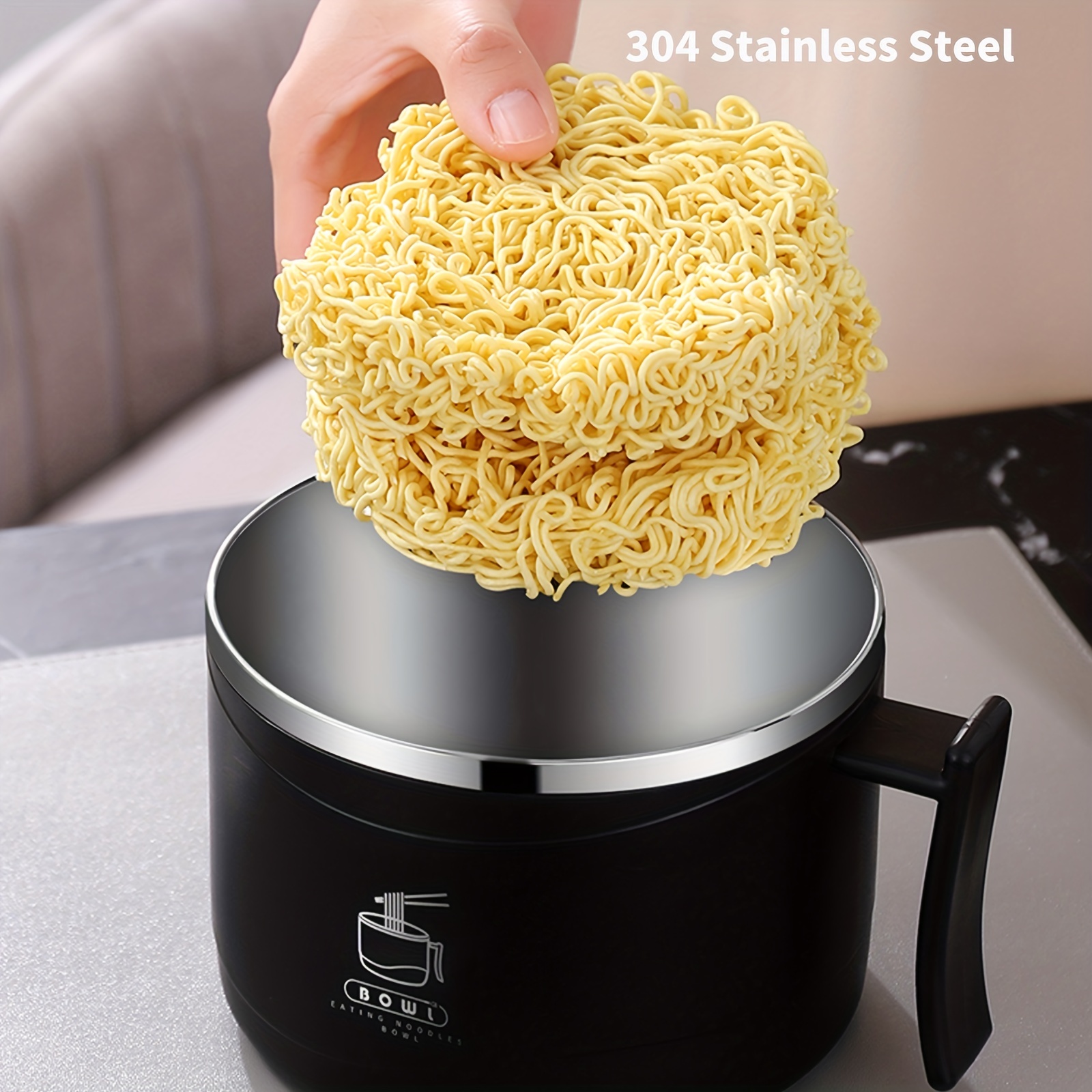 1300ml Stainless Steel Noodle Bowl Anti-Scalding Student Lunch Box