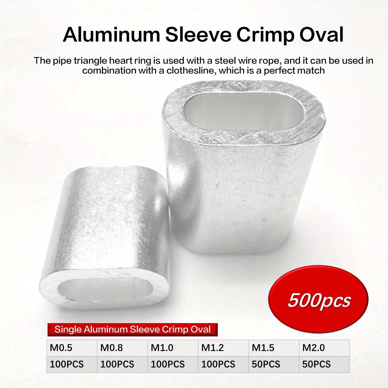 600Pcs aluminium sertir boucle manches clips pour câble métallique