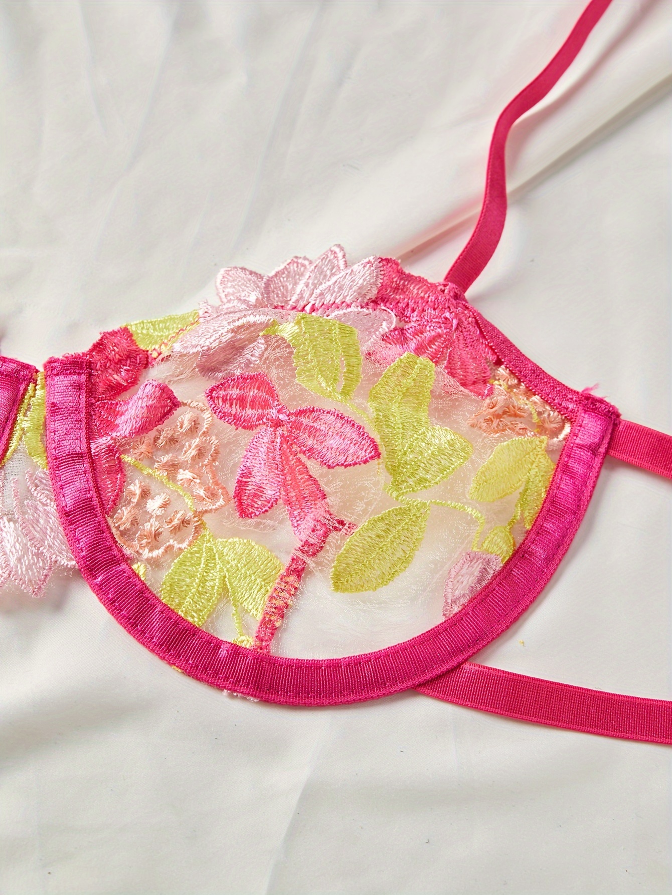 WOMENS 40D PINK Bra UNPADDED MACHINE EMBROIDERY Lingerie BY RUTATA NEW TAGS