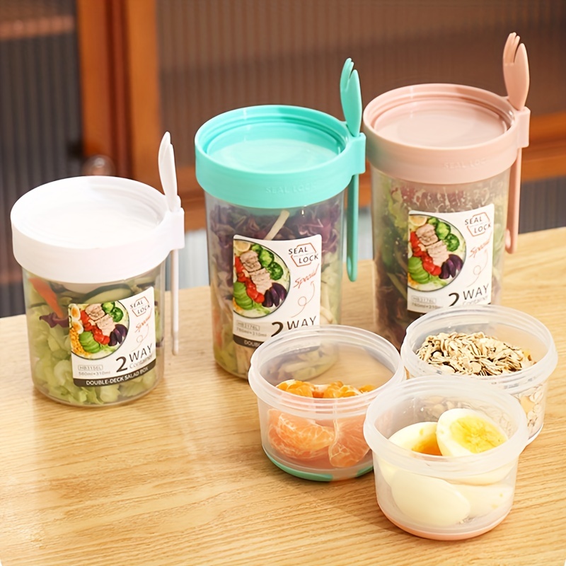 Taza de desayuno para llevar, taza de yogur para llevar Recipiente  hermético de gran capacidad para alimentos de doble capa Recipiente para  cereales, avena o fruta Levamdar CPB-DE-WX400-5