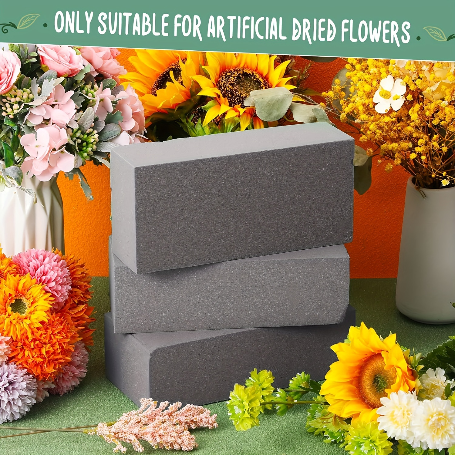 Green Floral Foam Block Set Diy Flower Arrangement Round Bricks Home Garden  Decor - Temu