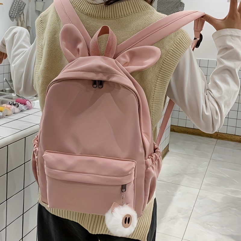 Bunny Backpack, Cute Fashion Casual Sweet Large Capacity Rabbit Ear Nylon  Backpack