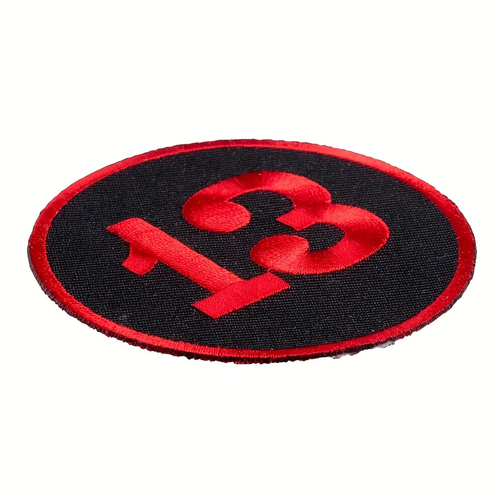 1Pc Big Red Number Patch 0-9 Embroidered Patches For Clothes Hat