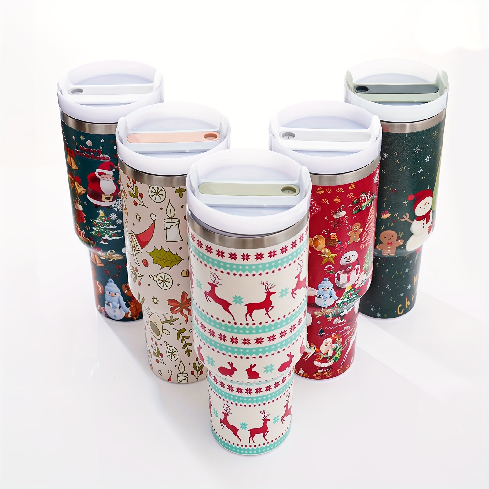 ATMTEE Christmas Candy Tumbler 40oz With Handle, Christmas  40oz Tumbler, Santa 40oz Stainless Steel Tumbler With Lid and Straw XMAS11 ( 40Oz): Tumblers & Water Glasses