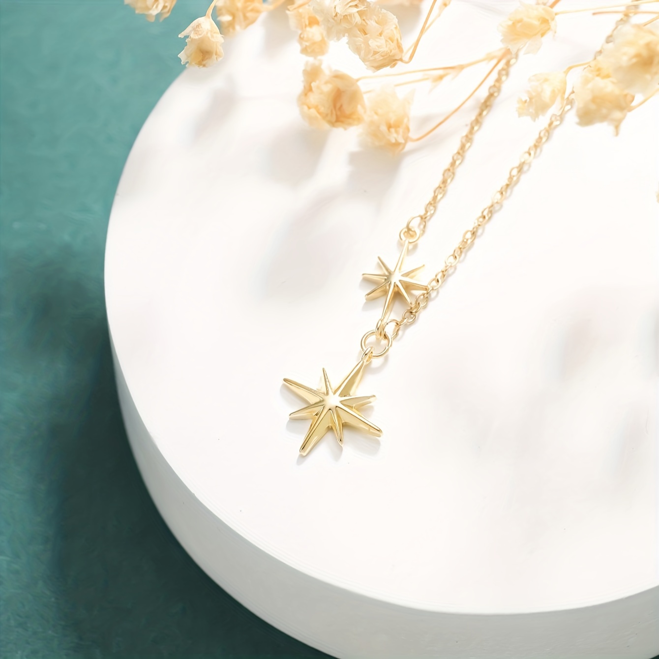 Four Point Star Pendant in Sterling Silver or Gold Over Sterling