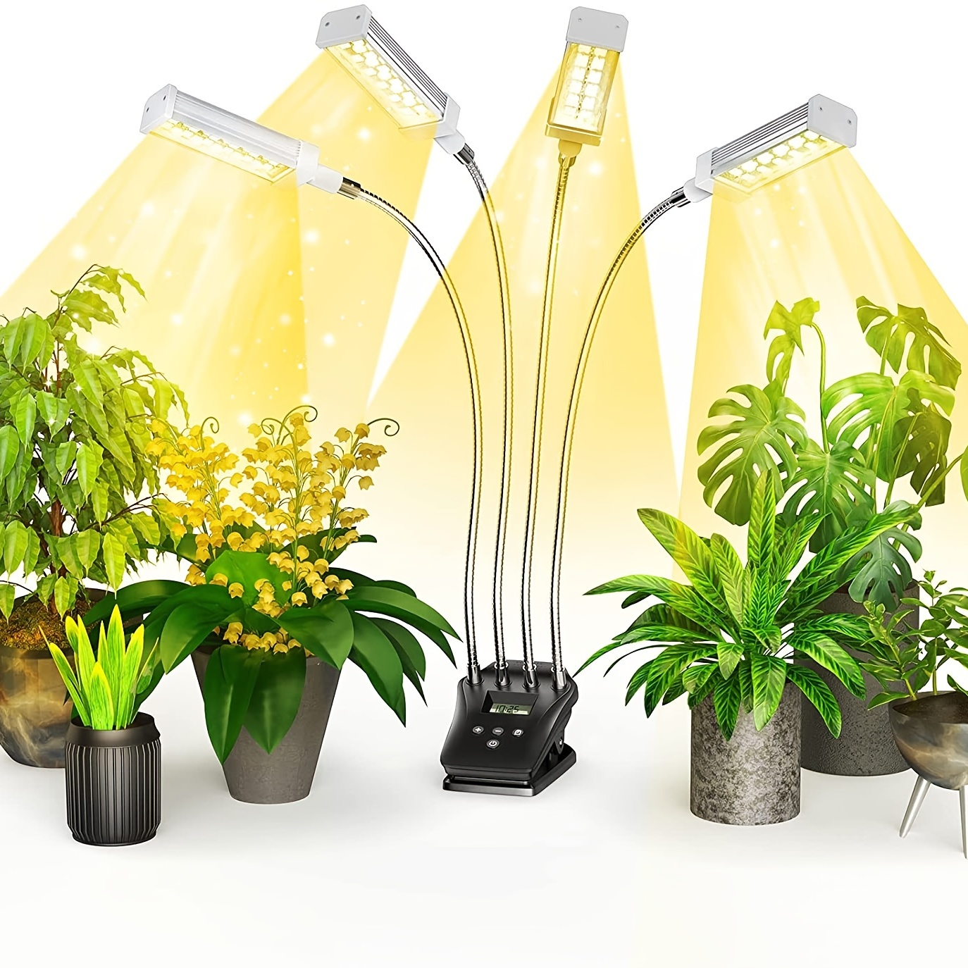 GooingTop Grow Light Floor Lamp,6000K 60W White Full Spectrum Plant Growing  Lamp for Indoor Home Office Plants,5-Level Lighting Brightness,Timer 4 8