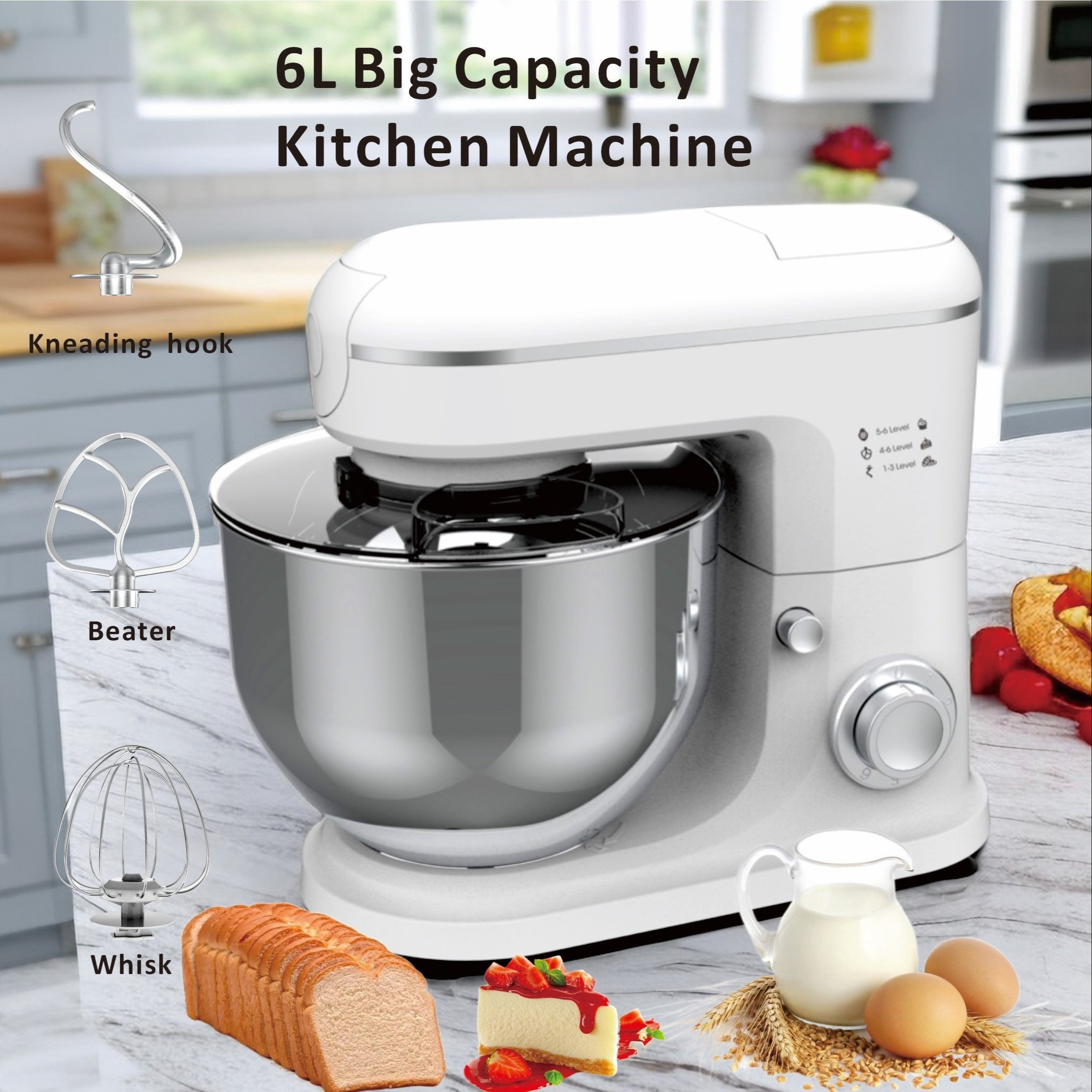 1pc Multi-specification 6l Stand Mixer And Dough Mixer, Electric Household  Appliance