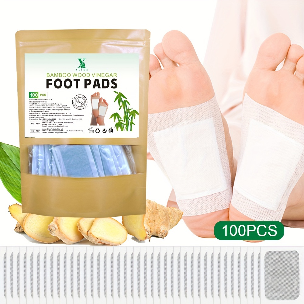 

100 Pcs Natural Bamboo Charcoal Ginger Powder Foot Pads For Steam Cleaning And Heating, Used To Relax And Warm Feet After Foot Baths