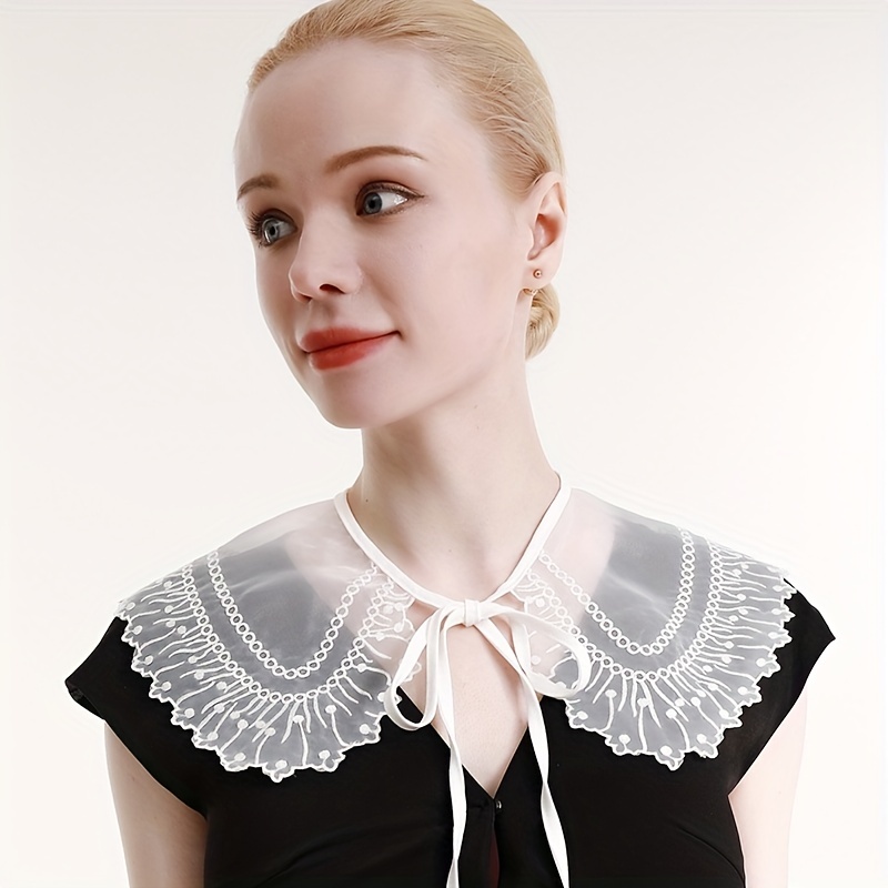 Imitation Pearl Lace Fake Collar White Sunscreen Detachable - Temu