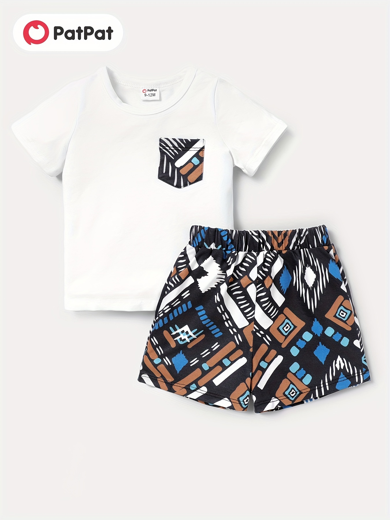 2pcs Baby Boy/Girl Striped/Colorblock Short-sleeve Romper and Shorts Set