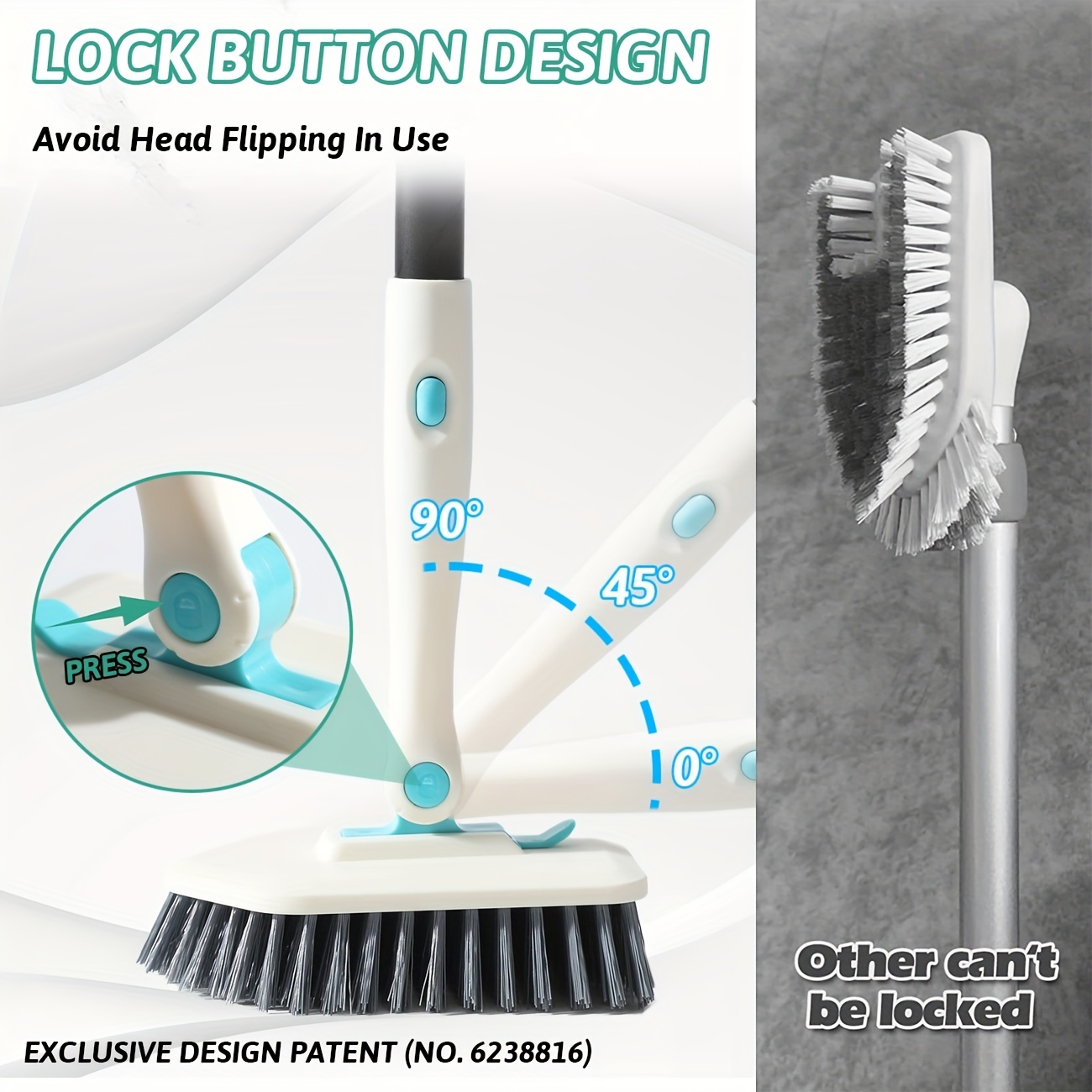 3 In 1 Shower Cleaning Brush Long Handle Bathroom Scrubbing Tile Adjustable