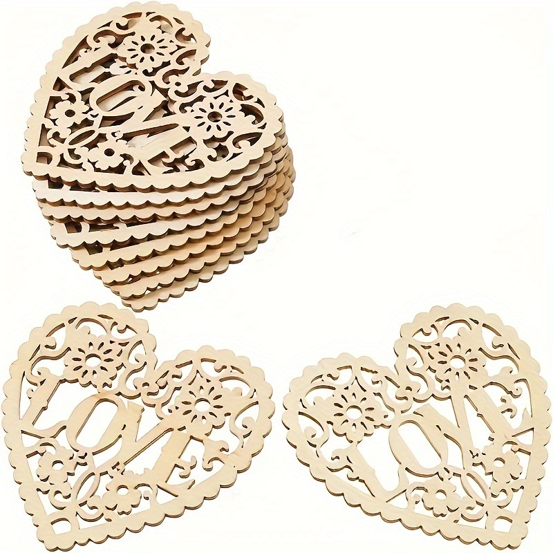 Large Size Love Heart Shape Wooden Ornaments Heart Wood - Temu