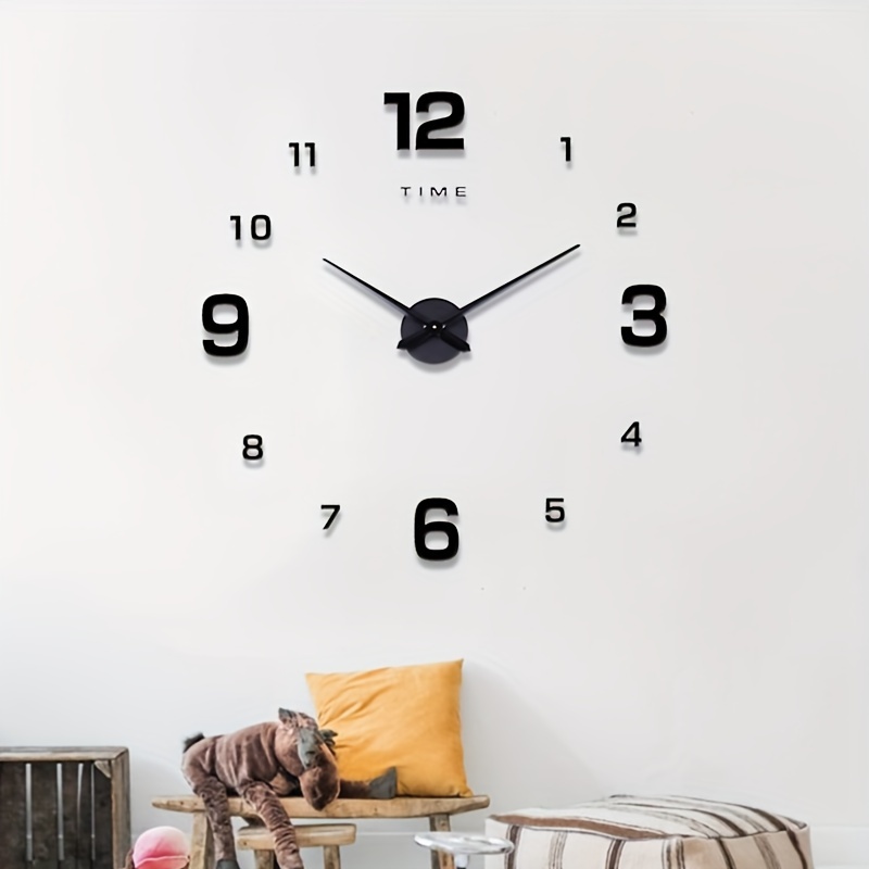 Reloj de pared grande, moderno reloj de pared 3D con pegatinas de números