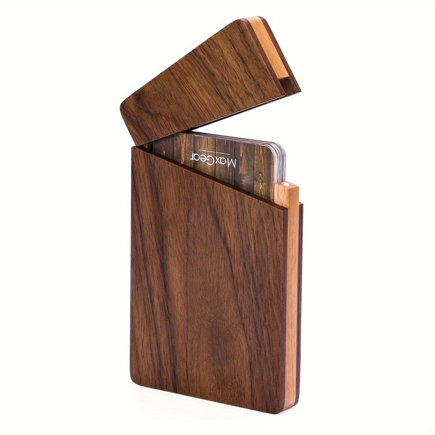 

Carpro Wooden Business Card Holder With Magnetic Closure, Walnut Beech, For Men, Single Piece, Pocket-sized