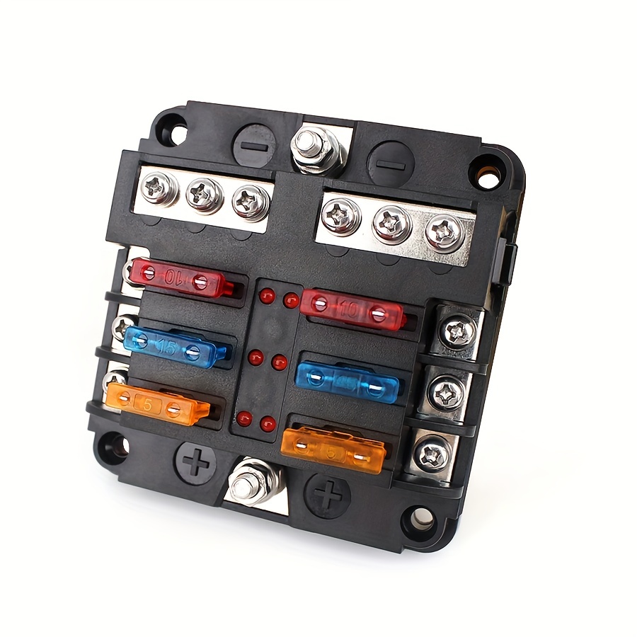 6-way Fuse Block With Led Indicator  Waterproof Cover Perfect For  Automotive, Marine  Boat Use! Temu