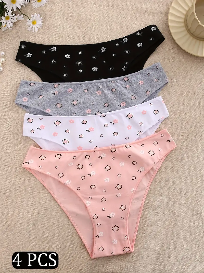 Cute Dot Print Panties Mixed Color Thongs Style Cotton - Temu