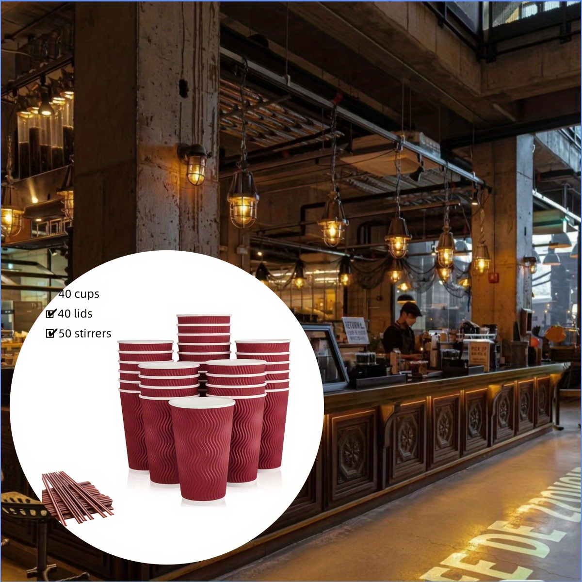 Disposable Coffee Cups With Lids And Straws Togo Hot Paper - Temu