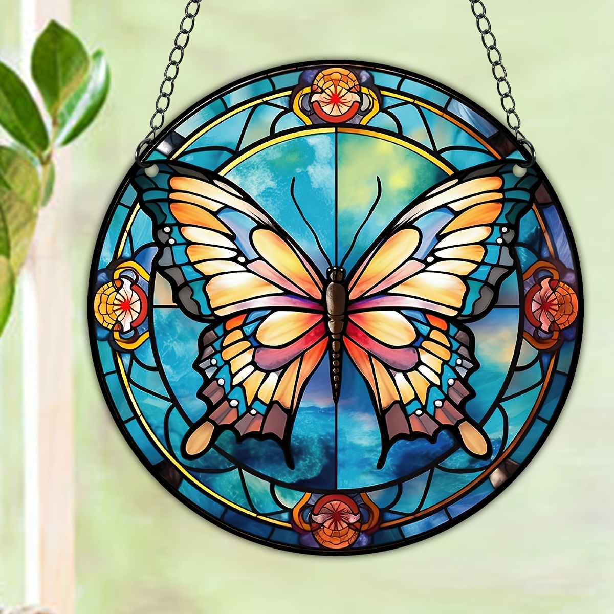 1pc Papillon Suncatcher Fenêtre Vitrail Mur Suspendu Ornement