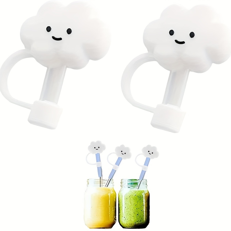 Straw Dust Plug Cloud Shape Straw Cover Reusable Straw Plug Lovely  Dustproof Food Grade Silicone Cartoon Design Straw Lid - AliExpress