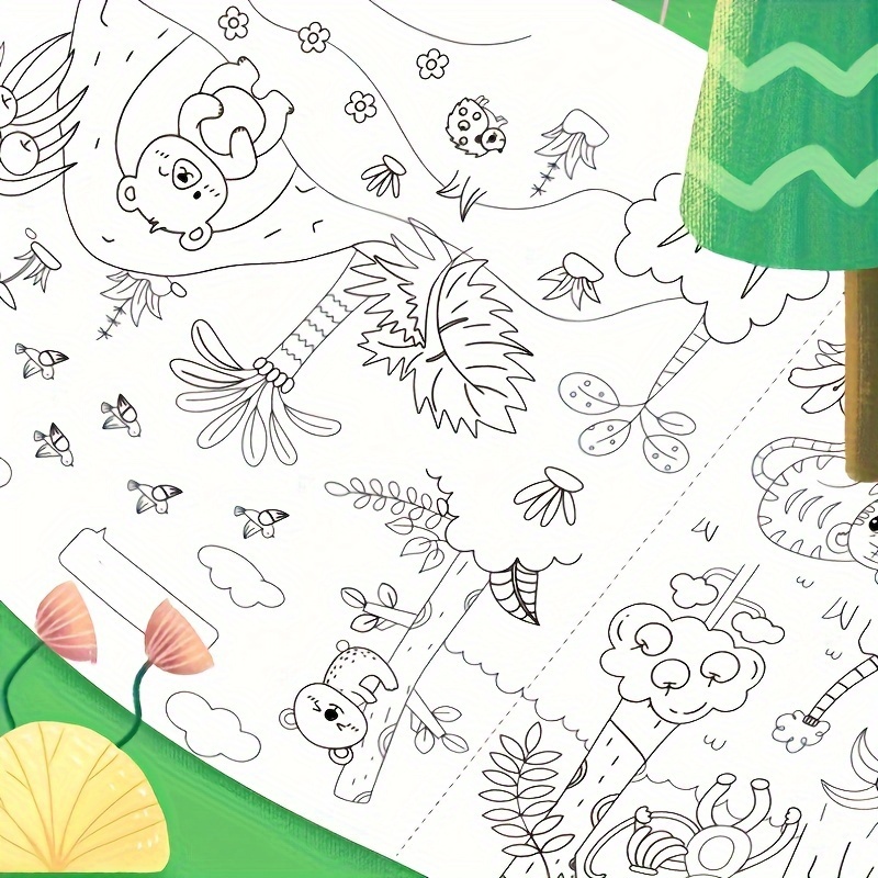 Children's Drawing Paper, Coloring Paper Roll for Kids,Drawing Paper for  Kids,Painting Drawing Paper Filling Paper for Kids (Dinosaur-2)