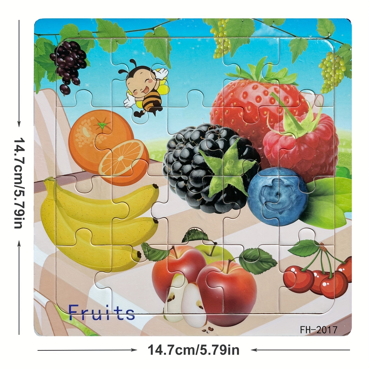 Rompecabezas para niños de 3 a 5 años, 20 piezas de frutas