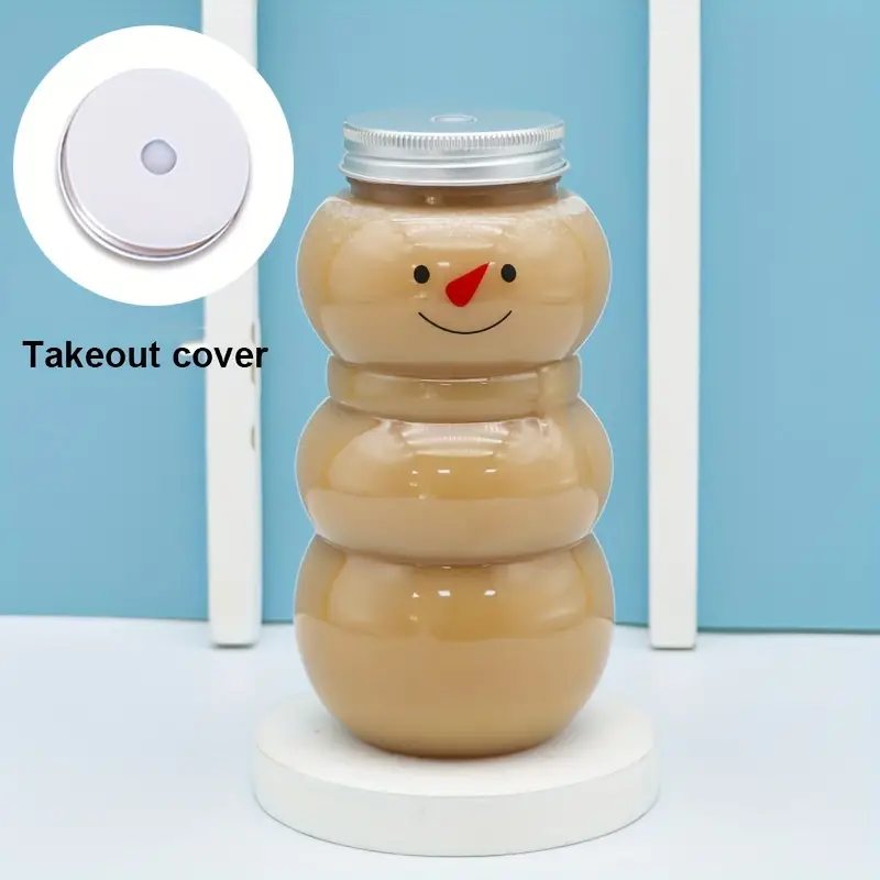Christmas Juice Bottle Snowman Shape Beverage Container Reusable