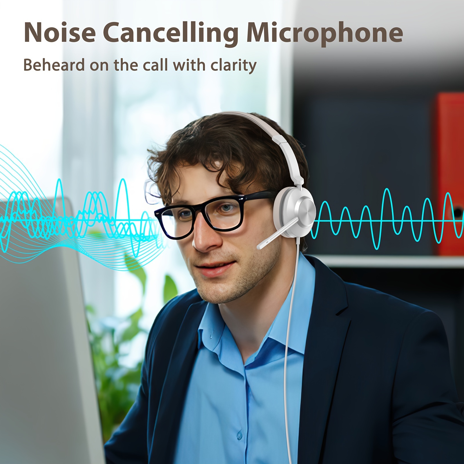 

Vonztek Wired Usb Headset With Microphone - Noise-canceling, Inline Controls & Mute Button For Pc/office/teams - Includes Usb-c Adapter