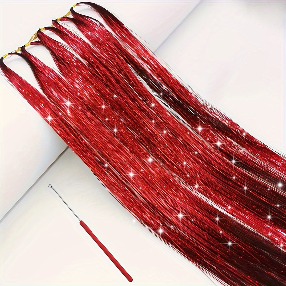 Set da 12 pezzi di extension per capelli con brillantini, lunghezza 20 pollici, accessori per capelli colorati e luccicanti, decorazioni per capelli da festa, adatti per donne e ragazze | SHEIN ALIA