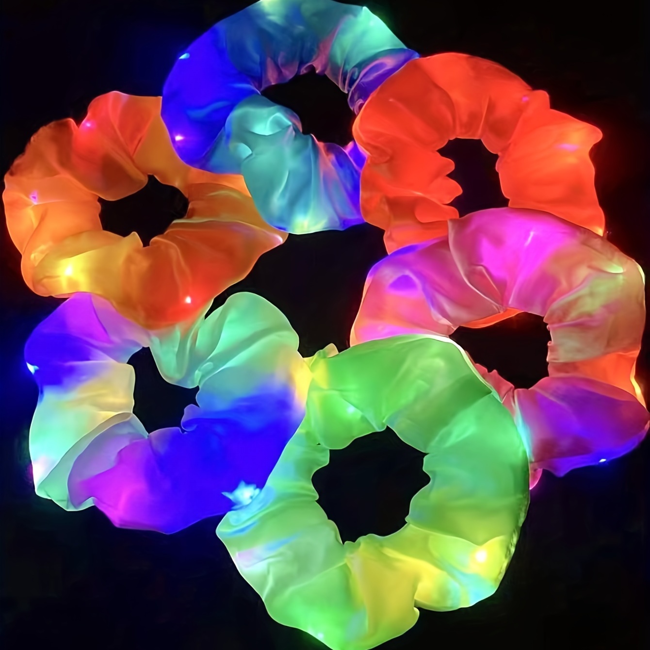Led Scrunchies Colorful Light Hair Tie Ponytail Holder Neon - Temu