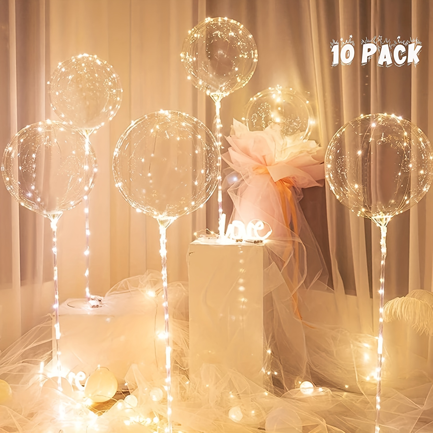 Led Balloons 10pcs Light Up Balloons 20 Inches Clear Helium Balloons Glow  Bubble Balloons With String Lights For Halloween And Christmas Christmas  Halloween Thanksgiving Gift, Today's Best Daily Deals