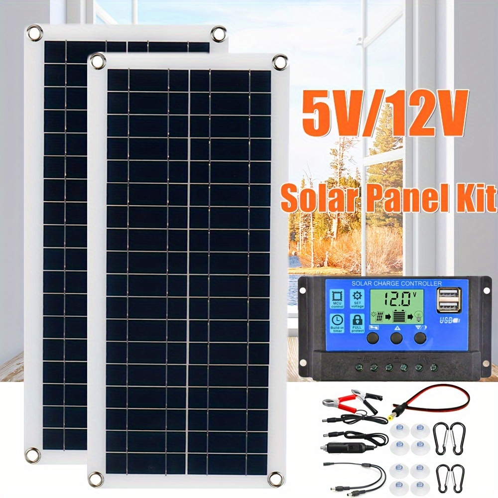 Kit de panel solar de 200W Y 100A Controlador de cargador de batería Para  Carros 