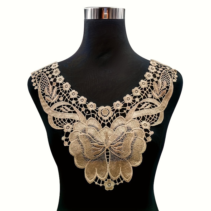 

1pc Water Soluble Lace Collar Polyester Silk Embroidery Collar Hollowed-out Corsage Lace Collar Sewing Embroidery