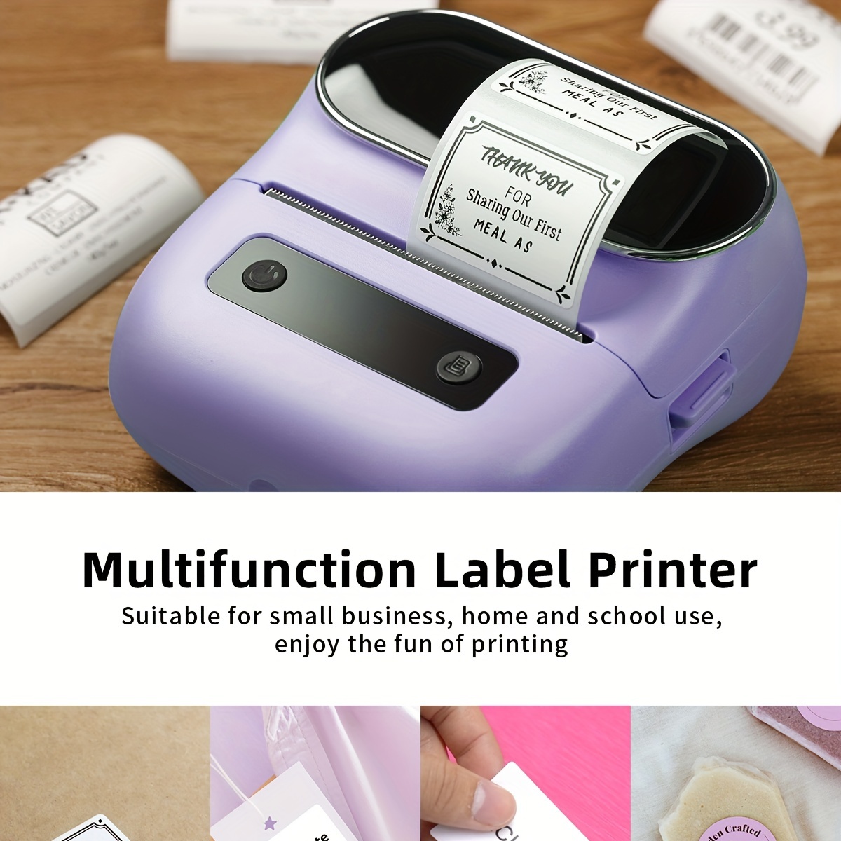 phomemo m220 label maker thermal label maker for barcode address home mailing small business clothing portable wireless label printer with 1 roll label purple details 4