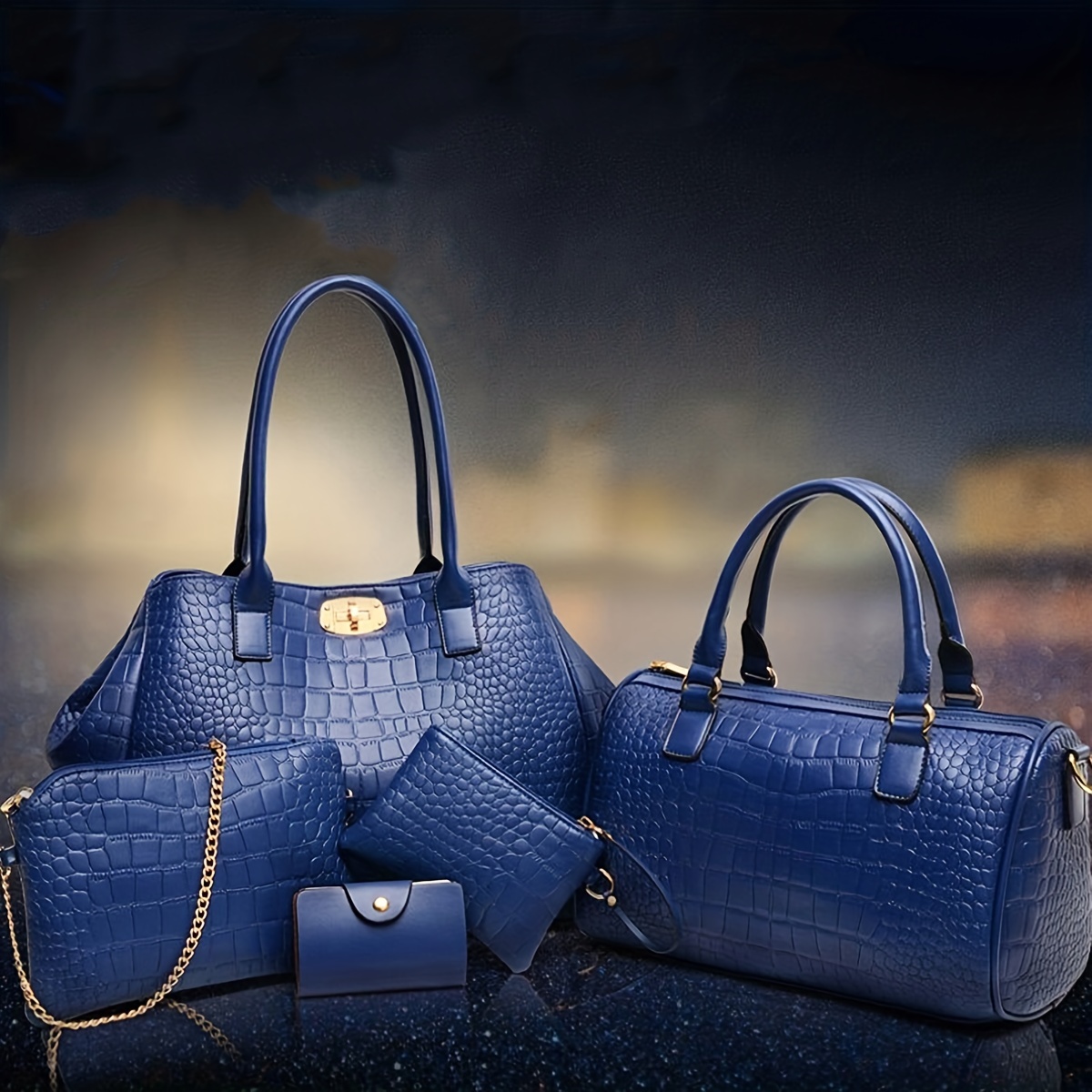 Crocodile Pattern Tote Bag, Women's Vegan Leather Handbag With