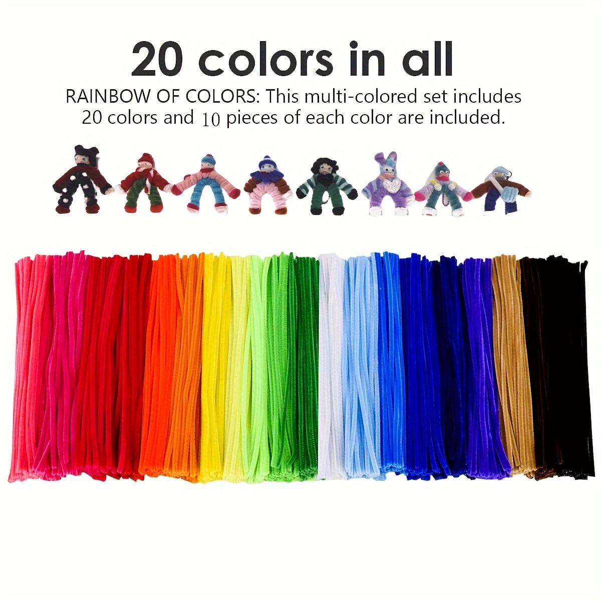 10 Multi-colored Pipe Cleaners, Pipe Cleaners For Crafts, Long