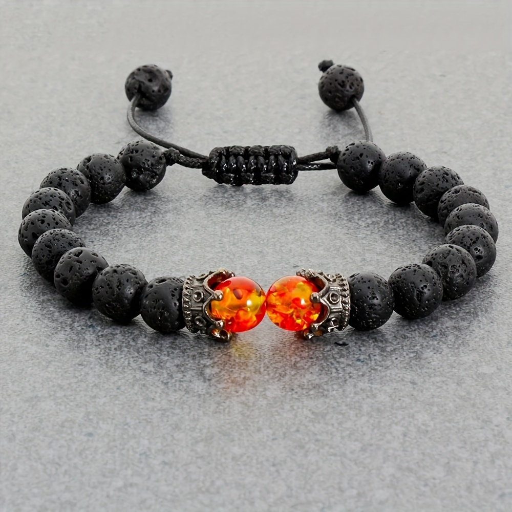 8Mm Black Lava Stone Beads Bracelet Set Skull Men Bracelets for Women  Jewelery