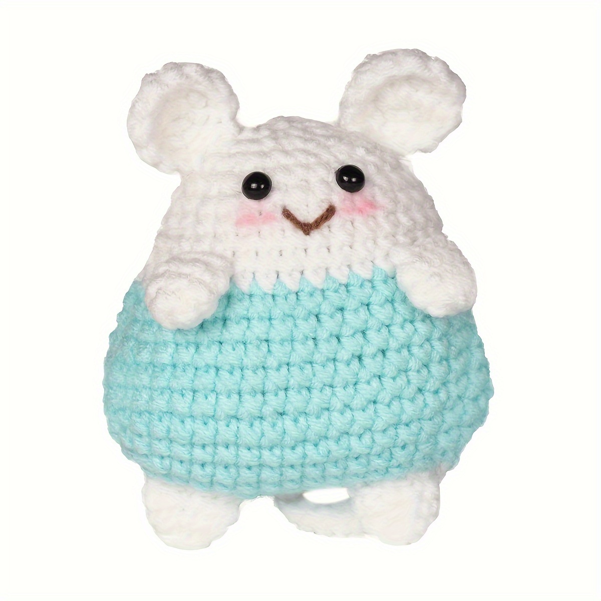 Beginner Crochet Kit Blue Mouse With Step by step Video - Temu