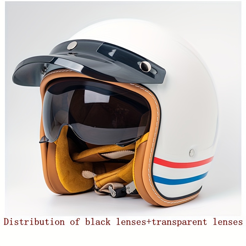 Casco de motocicleta de cara abierta con visera solar para moto, 3/4,  retro, medio casco para adultos, hombres y mujeres, protector solar ligero