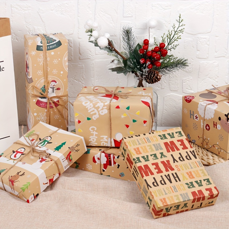 1pc New Christmas Wrapping Paper, Vintage Style Kraft Paper Gift Boxes  Wrapping Paper 50*70cm/19.6*27.5inch, Christmas Gift Wrapping Paper  Christmas Decoration Kraft Paper Vintage Wrapping Paper, Christmas Decor,  Gift Wrapping Paper, Thin Paper