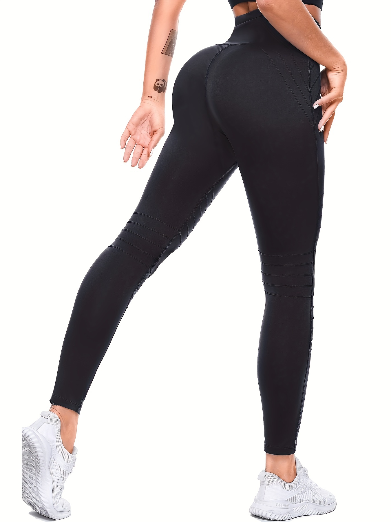 Black Workout Leggings with Back Pockets - Women's Yoga Pants