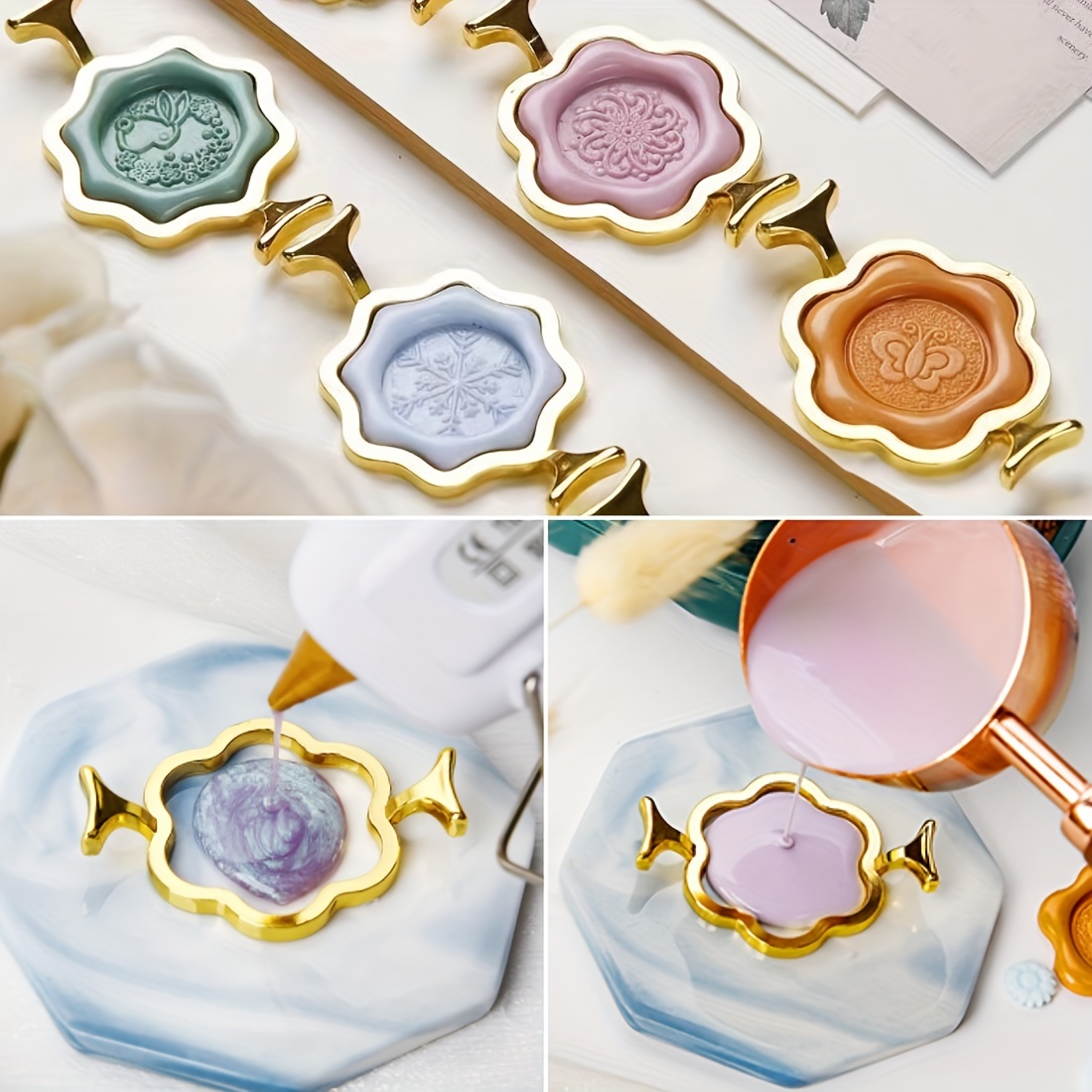 1Pc Wax Seal Molds Include Round Or Flower Shaped Metal Wax Seal Mold Wax  Sealing Tools for Invitations Envelopes Cards