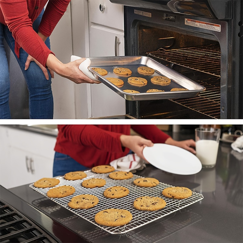 Baking Pan Sheet with Cooling Rack Set for Oven, Stainless Steel