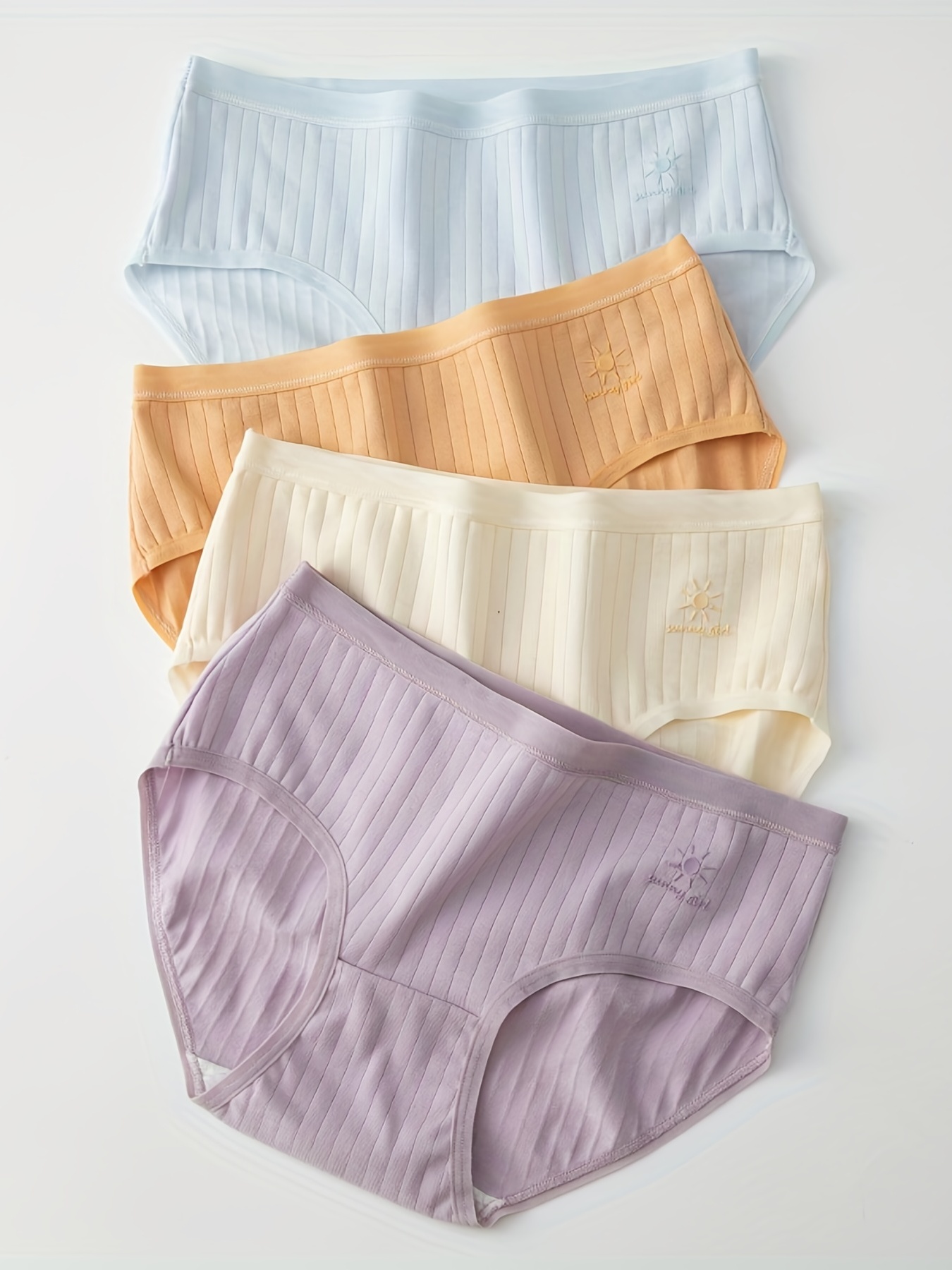 Girls Solid Color Briefs Low Waist Cotton Underwear For 13 - Temu