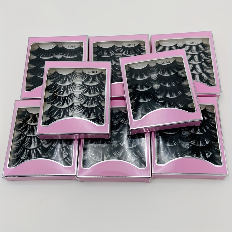 5 Pairs Faux Mink Eyelashes Lengthening Thickening False Eyelashes
