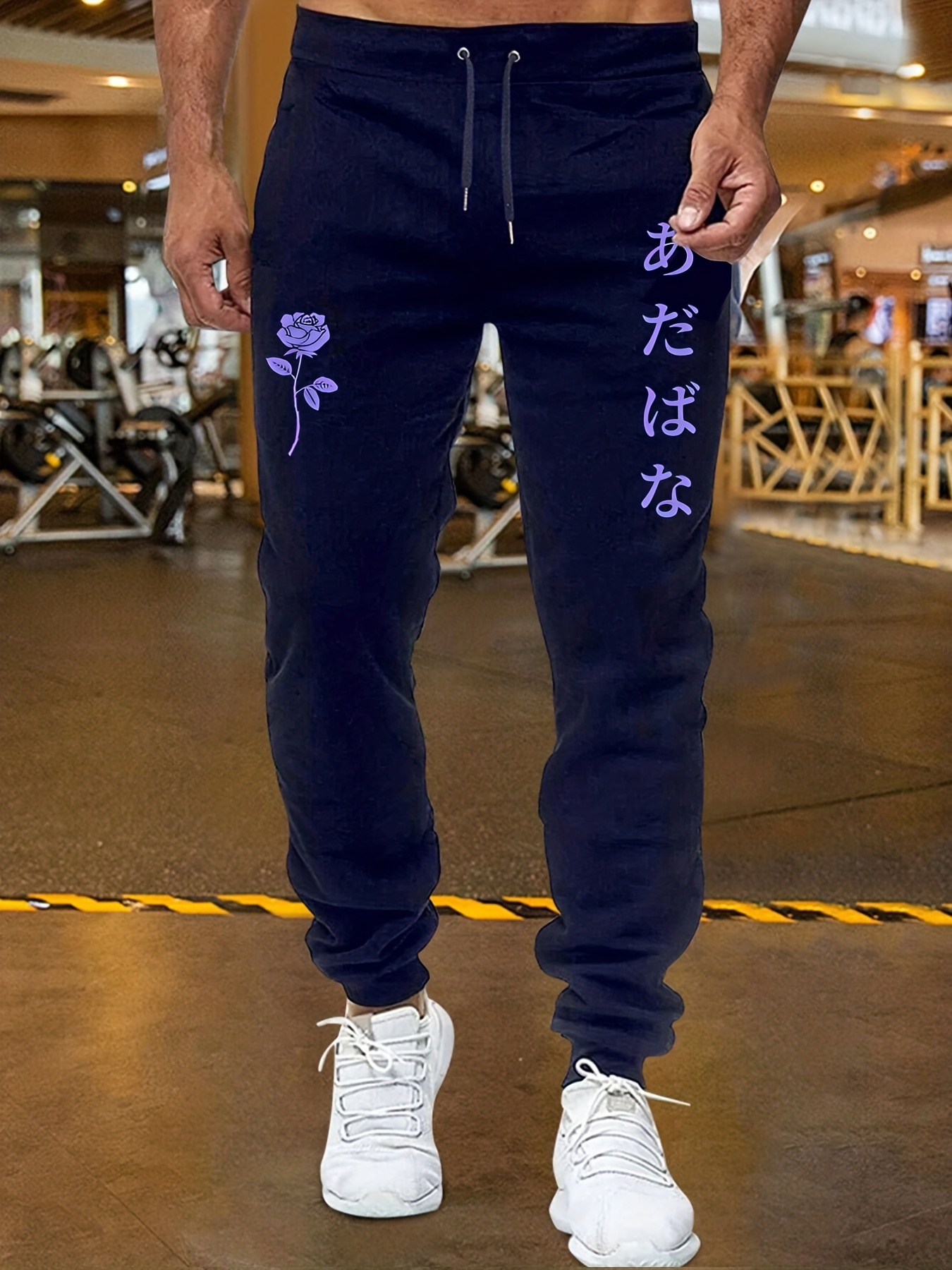 Casual Slight Stretch Letter Graphic Pants, Men's Print Joggers Loose Fit Waist Drawstring Sweatpants, Sports Pants Pants,Mens Pj Pants,Temu