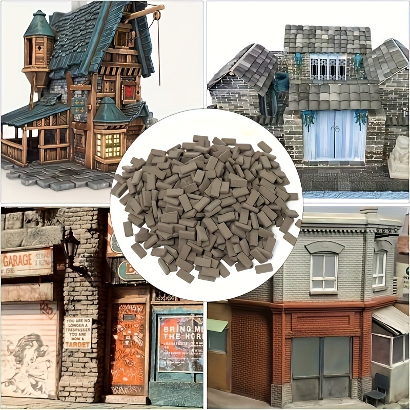 

50/100pcs 1:35 Mini Building Blocks Mini Gray Brick Realistic Small Bricks Micro Bricks For House Building Model Landscape Accessories Diy Garden