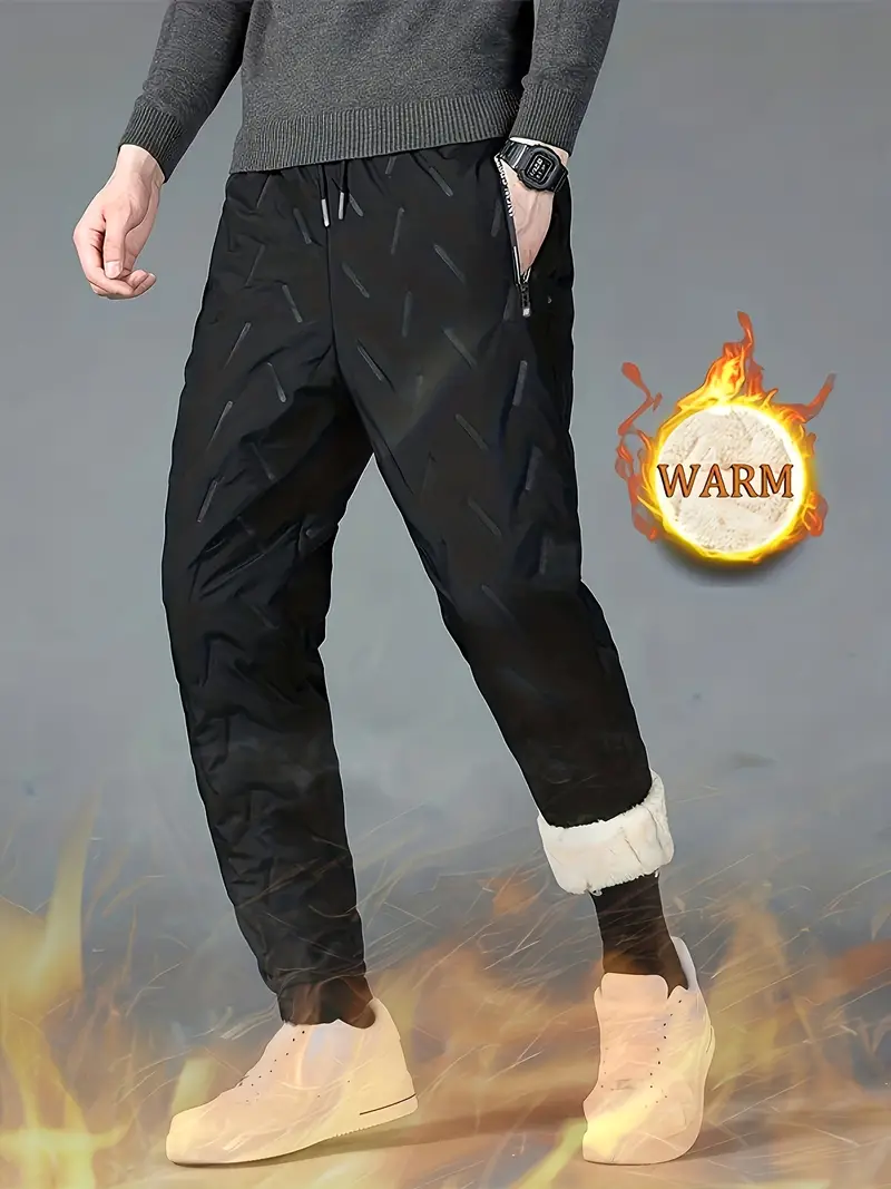 Men's Thermal Fleece Pants Casual Warm Joggers Fall Winter - Temu