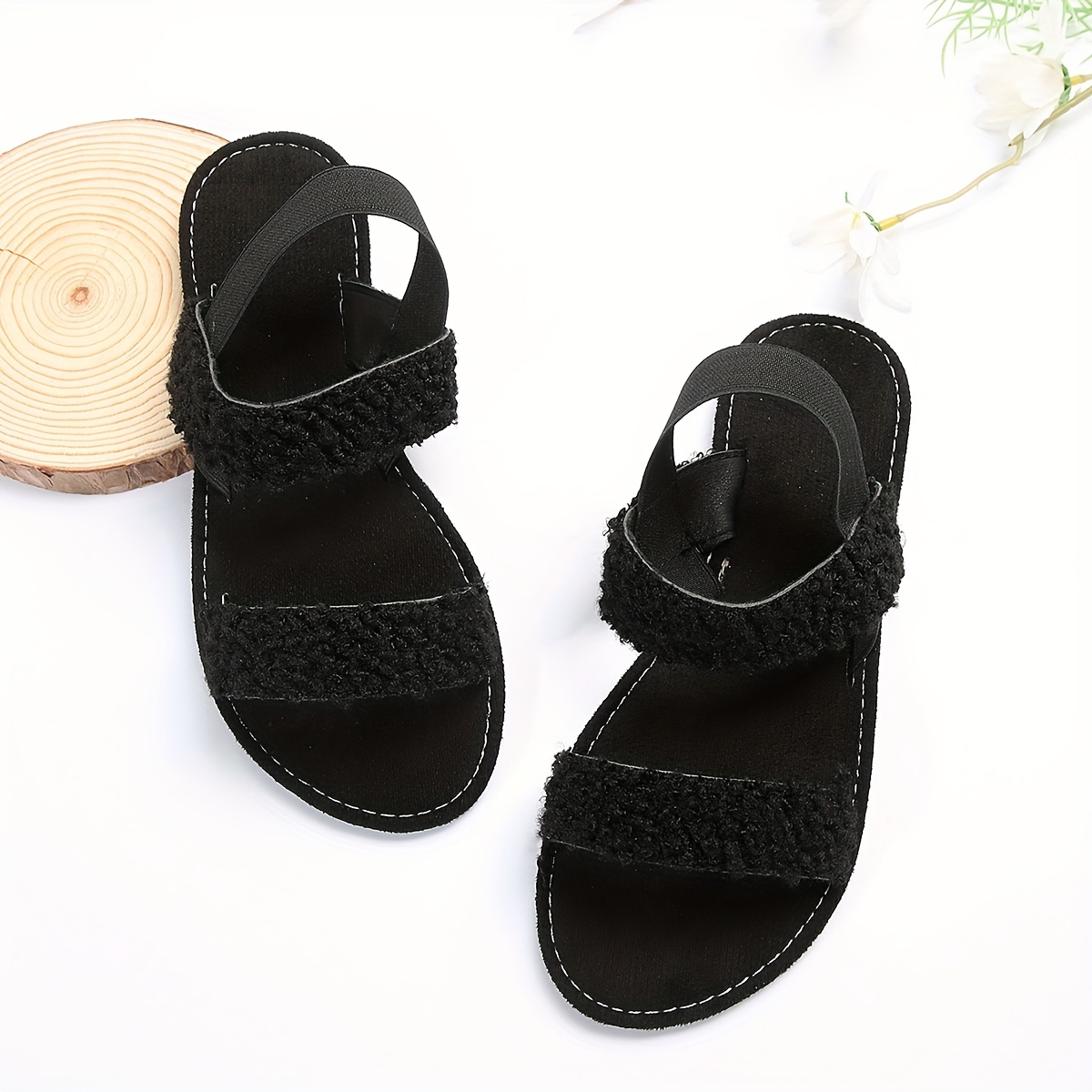 Fuzzy double hot sale strap slides